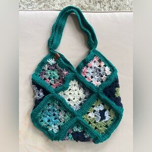 Colorful Crochet Granny Square Shoulder Bag
